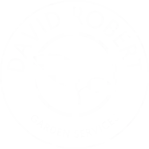 David Robert Garden Services logo in white on a transparent background